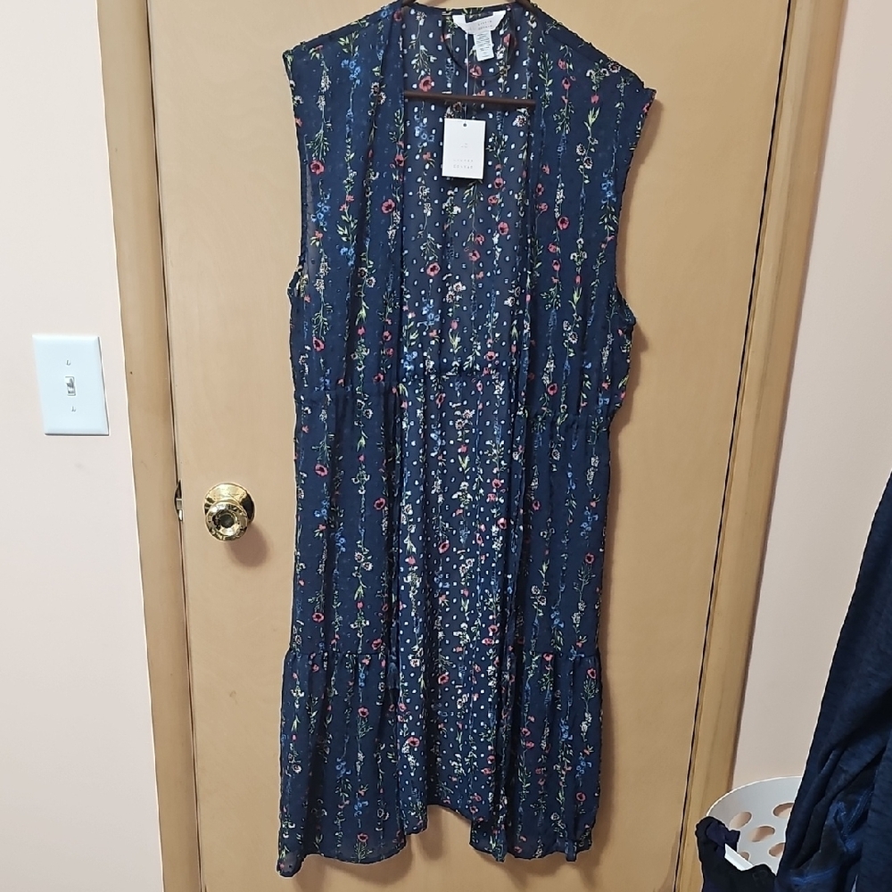 Lauren Conrad Navy Floral Duster O/S NWT
